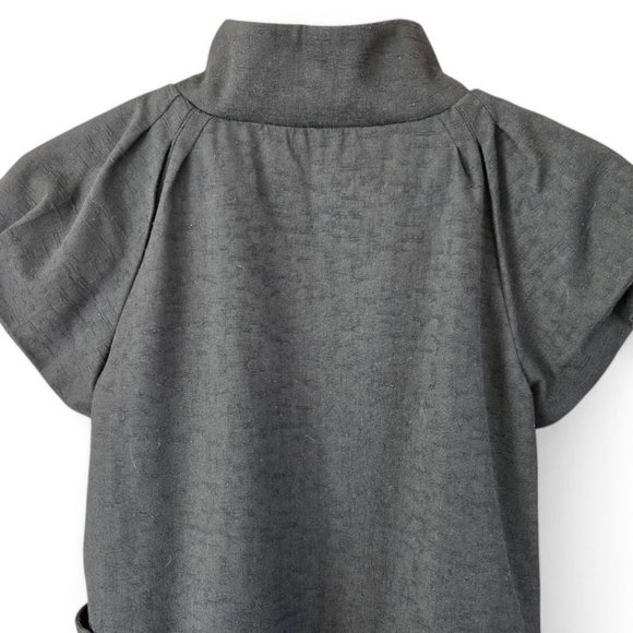 Tcec Womens Small Cloud Sleeve Linen Look Black Dress Bubble Skirt Snap Front - Picture 5 of 9